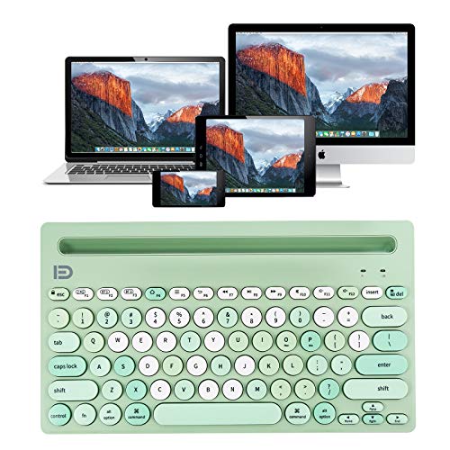 HUO JI Wireless Keyboard Multi-Device, Bluetooth and 2.4G Dual Mode for iPad, Switch to 3 Devices for Cellphone, Tablet, PC, Smart TV, MacBook iOS Android Windows, Green - color: Green