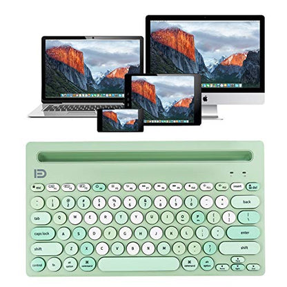 HUO JI Wireless Keyboard Multi-Device, Bluetooth and 2.4G Dual Mode for iPad, Switch to 3 Devices for Cellphone, Tablet, PC, Smart TV, MacBook iOS Android Windows, Green - color: Green