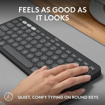 Logitech Pebble Keys 2 K380s, Multi-Device Bluetooth Wireless Keyboard with Customizable Shortcuts, Slim and Portable, Easy-Switch for Windows, macOS, iPadOS, Android, Chrome OS - Tonal Graphite - color: Graphite