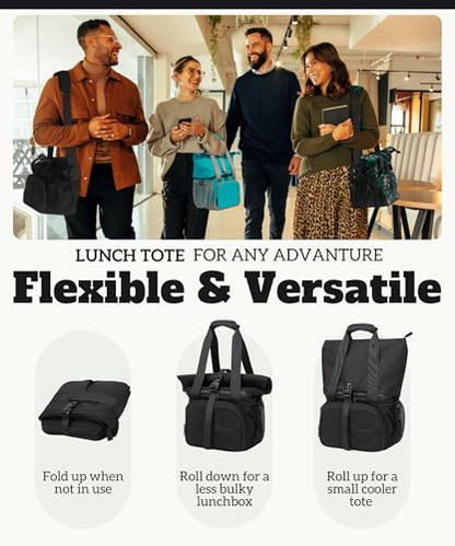 SUNNY BIRD Dual Compartment Lunch Bag Insulated Lunch Box for Women and Men (Black 01) - color: Black 01