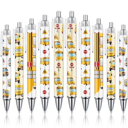 School Bus Driver Ballpoint Pens 10 Pcs Bus Driver Appreciation Gifts Pens Set Inspirational Retractable Writing Ball Point Pen Thank You Gift for Employee Coworker Office Supplies - style: 10 Pcs School Bus Driver