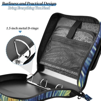 3 Ring Binder Zipper Binders Van Gogh Starry Sky Black Cat Expanding File Folder Bag with Shoulder Strap