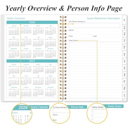 2026-2027 Planner - Planner 2026-2027 from July 2026 - June 2027, Weekly & Monthly Planner Spiral Bound with 12 Monthly Tabs, Inner Pocket, 6.4" x 8.5", Blue Flower - color: Blue-Leaf-Flower, size: 6.4" x 8.5"