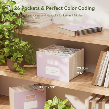 EcoStash 26 포켓 아코디언 파일 오거나이저, 밀짚 파일 폴더, 업라이트 및 오픈 탑, A-Z 지폐 영수증 오거나이저, 100% BPA 프리, 자연으로 돌아가기, 레터/A4 사이즈 - 라벤더 퍼플 - color: 라벤더 퍼플, size: 26 Pockets