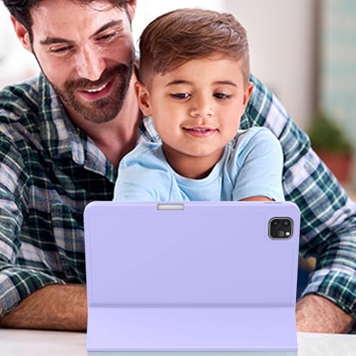 ZryXal iPad Pro 11 Inch Case (M5) 2025/ (M4) 2024 (Model: A2836/A2837/A3006), Trifold Stand Smart Cover with Pencil Holder and Soft TPU Back, Auto Wake/Sleep (Light Purple) - color: Light Purple