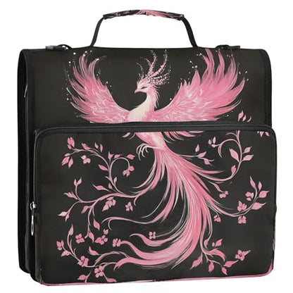 3 Ring Zipper Binder Pink Bird Binders Bag with Shoulder Strap 500 Sheets Paper Organizer Trapper Keeper Documents Storage File Folder for School Office - color: A1183