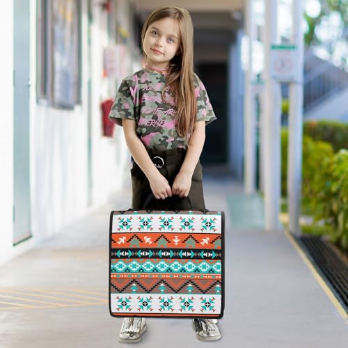 Western Aztec 3 D-Ring Binder Bag Multi-Pocket Zipper Organizer | with Handle and Detachable Shoulder Strap Holds 500 Sheets for School Office Supplies - color: Dhb-101
