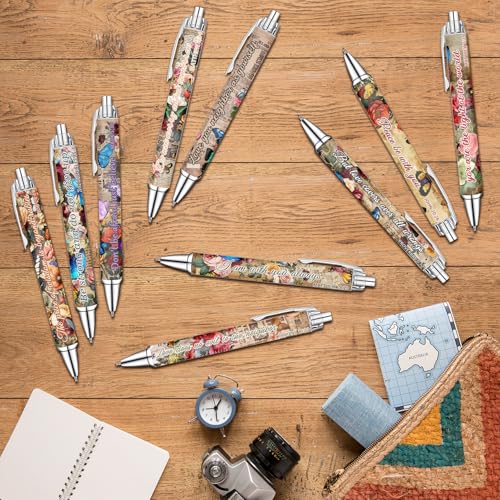 Idealmuzik Employee Appreciation Ballpoint Pens, 10 Pack – Vintage Butterfly Pens with Uplifting Bible Quotes – Smooth Writing Pens for Office, Team Gifts, Staff Recognition, and Daily Use - style: Butterfly