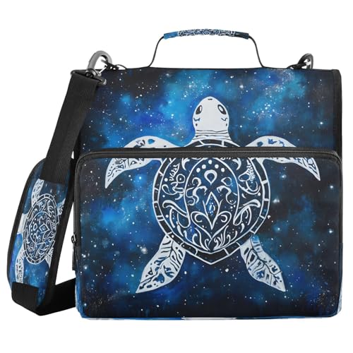 3 Ring Zipper Binder Mandala Floral Sea Turtle Binders Bag with Shoulder Strap 500 Sheets Paper Organizer Trapper Keeper Documents Storage File Folder for School Office - color: A1124