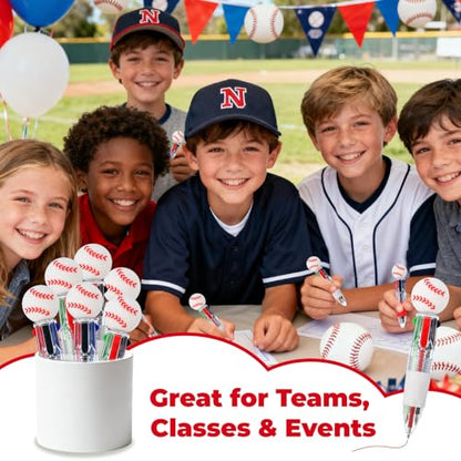 Baseball Party Favors Baseball Pens Mini Multicolor Pen in One Cute Fun 4-in-1 Pens Bulk Cool Ballpoint Pen for Birthday Gifts Teacher Supplies (Baseball, 12) - style: Baseball