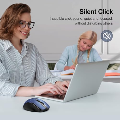 TECKNET Wireless Mouse, BT 5.0/2.4G, Rechargeable 6-DPI Silent, Blue | Bluetooth 5.0/3.0 & USB A, 2-Device Easy Switch, Wide OS Compatible, 6 Buttons, 6-DPI up to 4800, Ergonomic for S to M Hands - color: Blue