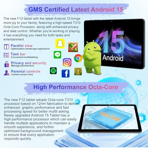 Android 15 Tablet 30GB+128GB+1TB Expand, 2026 10.1 Inch Octa-Core 8000mAh Electronics Tablets with Keyboard Mouse, Gemini AI, 5G WiFi, 1280x800 IPS Touchscreen, GPS, BT5.0, Widevine L1 -Metal Black - color: Black