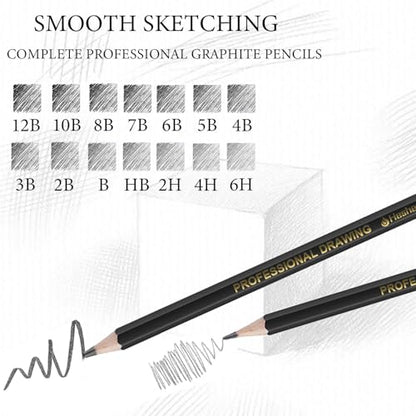 Heshengping Drawing Sketch Pencil Set 14pcs Sketching Pencils 12B 10B 8B 7B 6B 5B 4B 3B 2B B HB 2H 4H 6H Graphite Pencils for Kid Adults Artists Student Beginners Professional - color: Style3