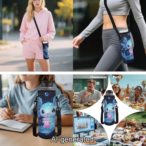 Blue Axolotl Kids School Backpack Set 5 Pieces with Lunch Bag Pencil Case and Water Bottle Carrier Large Capacity Backpack for Elementary Middle School and Travel - color: Blue Axolotl
