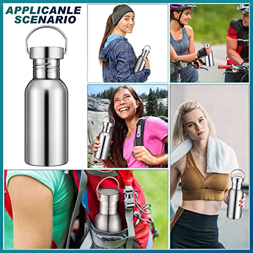 CHENGU 12 Pieces Sports Water Bottle 17 oz Stainless Steel Water Bottle Silver Uninsulated Single Walled Stainless Steel Sports Bottle for Runners, Hikers, Picnics, Cyclists and Beach Goers