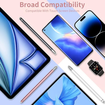 Stylus Pen for Touchscreen,2-in-1 High Sensitivity Stylus | Suitable for iPad/iPhone/Android Tablets,Compatible with Touch Screen Devices(3 Stylus-Black/White/Rose Gold) - color: Black/White/Rose Gold
