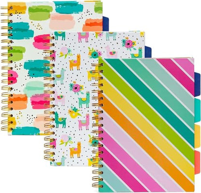 Pukka Pad, Carpe Diem 5-Subject Double Spiral Bound Notebook 12-Pack with Repositionable Dividers - 200 Pages of 80GSM Paper with Perforated Edges – Color Wash, B5 10 X 7in - color: Color Wash, style: Pack of 12