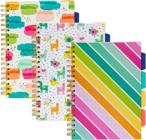 Pukka Pad, Carpe Diem 5-Subject Double Spiral Bound Notebook 12-Pack with Repositionable Dividers - 200 Pages of 80GSM Paper with Perforated Edges – Color Wash, B5 10 X 7in - color: Color Wash, style: Pack of 12