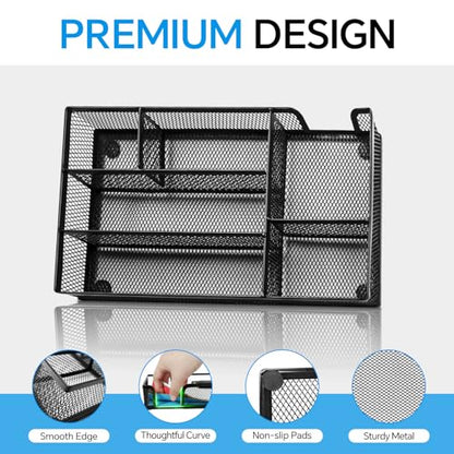Desk Drawer Organizer, Office Drawer Divider Organizer Tray with 6 Compartments, Metal Mesh Desktop Organization and Accessories for Stationery Makeup Kitchen Toolroom School ＆ Office - size: Small