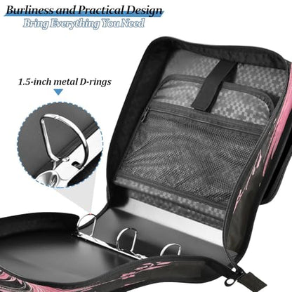3 Ring Zipper Binder Pink Bird Binders Bag with Shoulder Strap 500 Sheets Paper Organizer Trapper Keeper Documents Storage File Folder for School Office - color: A1183