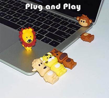 16GB USB Flash Drive Pack of 5 Pcs, BorlterClamp Cute Animal Pattern USB Drive Thumb Drive Memory Stick, Gift for Students and Children - color: Animal Pattern Lions 16GB*5