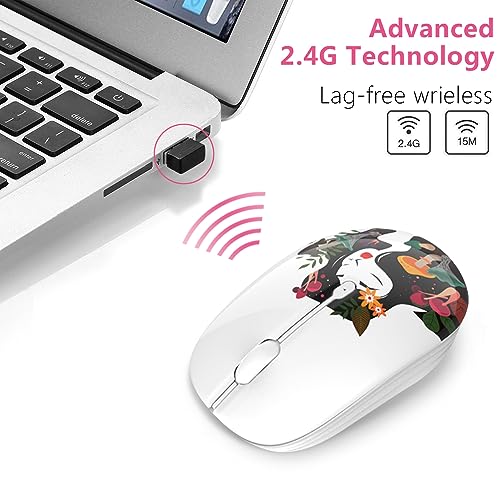 JUHOO Wireless Mouse with Nano Receiver for PC, Laptop, Notebook, Computer, MacBook, Less Noise, Portable Mobile Optical Mice - style: Forest Girl