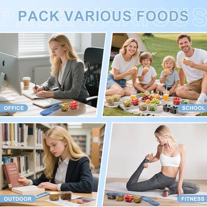 Snack Pack Containers for Kids, 10 Pack Reusable Snack Containers with Lids, 2 Compartment Small Bento Snack Box, BPA-Free, Lunchbox Accessories for Travel - color: 10 Pack Navy Blue