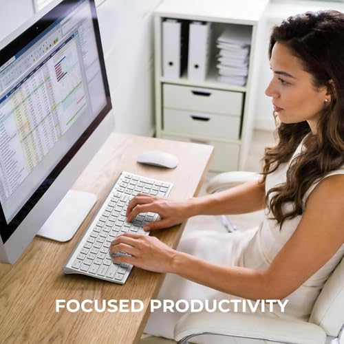 iClever BK10 SE Bluetooth Keyboard for Mac, Multi-Device Slim Wireless Keyboard with Numeric Keypad, Standard Full-Size Keys, USB-C Rechargeable, Compatible with iPad Windows iOS Android - color: Silver
