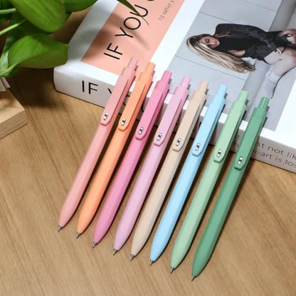 Piochoo Aesthetic Pens, 8 Pcs 0.5mm Gel Pens, No Smudge Quick Dry Smooth Writing Pens, Cute Black Ink Journaling Pens for Women Nurse School Office Desk Accessories - color: Pastel Color