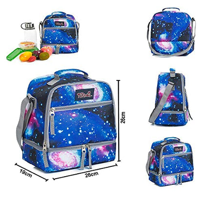 Tilami Rolling Backpack 19 inch with Lunch Bag Wheeled Laptop Backpack, Galaxy - color: Galaxy