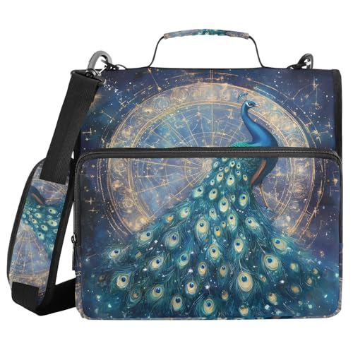 3 Ring Zipper Binder with Shoulder Strap Black Skulls Cats Gothic Style Binder Bag - color: Multicolored 10