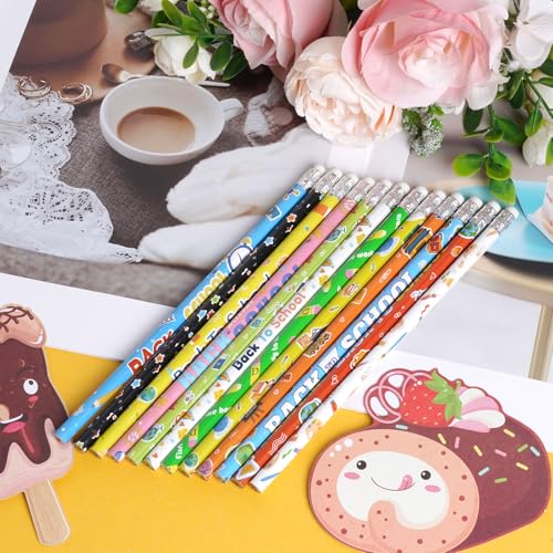 cnomg 60 Pcs Welcome Back to School Pencils First Day of School Motivational Pencils with Eraser Bulk Wood Writing Instrument for Teachers Classrooms Exams eward Gifts Stationery Party