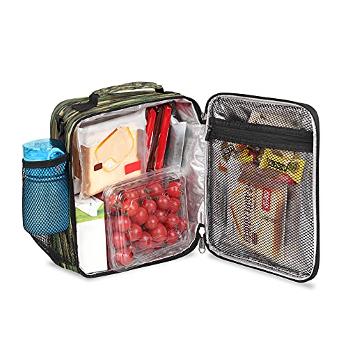 Pardick Camouflage Themed Boys Lunch Bag,Camo Army Green Kids Insulated Lunch Box with Adjustable Shoulder Strap Waterproof Lunch Bento Tote Bag Thermal Lunch Box for School Picnic Travel Outdoor - color: Camouflage