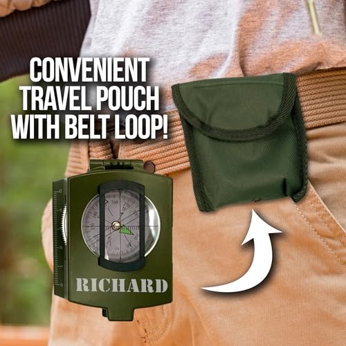 Custom Personalized Prismatic Compass Gift for Him – Hiking Compass with Canvas Case – Unique Gift for Scouts, Campers, Backpackers, Hikers, Outdoor Lovers