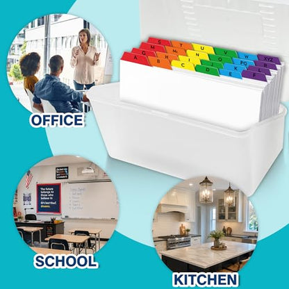 Chell 5"x8" Index Card Dividers, A-Z Tabbed, with Blank Stickers, 1 Set | Bright Colors, Heavyweight, Made of 110 lb. Cover Weight Paper, Alphabetical, Blank Stickers - size: 5"x8"