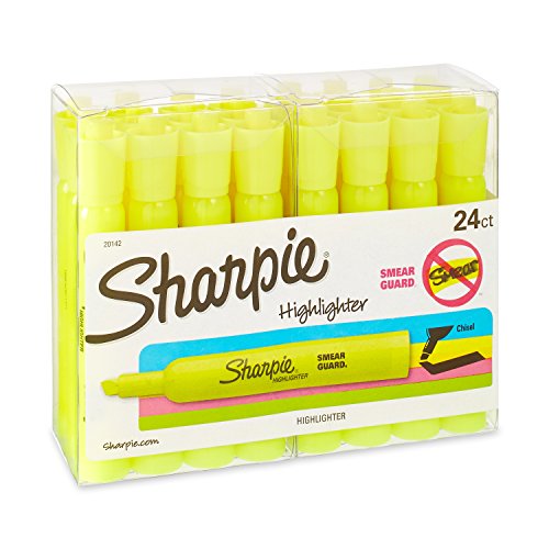 Sharpie Tank Style Highlighters, Chisel Tip, Fluorescent Yellow, 24 Count - color: Yellow
