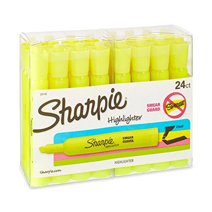 Sharpie Tank Style Highlighters, Chisel Tip, Fluorescent Yellow, 24 Count - color: Yellow