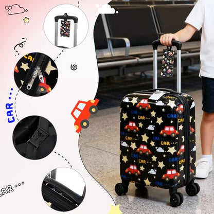 16’’ Kid’s Luggage Set with Spinner Wheels, Hardside with Suitcases,6 Piece | Carry on Luggage, Travel Rolling Luggage Airline Approved, Girls Boys - color: Car