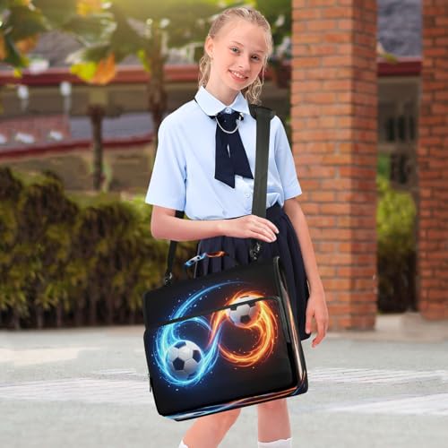 Soccer Ball Black Zipper Binder Bag 3 Ring with Shoulder Strap Zippered Binder Fits 13 Inch Laptop File Folder Document Organizer for College Office Supplies - color: Soccer Ball Black
