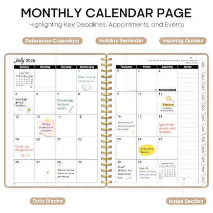 Planner 2026-2027, 8.5" x 11" Weekly and Monthly Academic Year Planner Calendar, July 2026 - June 2027, Hardcover Large School Planning Agenda With Tabs, Perfect for School & Office Supplies, A4, Oat Brown - color: D-Oat Brown, size: A4(8.5"x11")