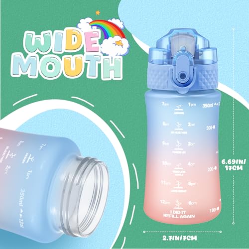 OLDLEY Kids Water Bottle for School, 12 oz (2 lids) BPA-Free Reusable Leak-proof Durable Tritan Plastic Water Bottles with Straw & Chug Lids, Anti-dust Spout Cover (Dreamland) - color: Dreamland, size: 12 Ounces