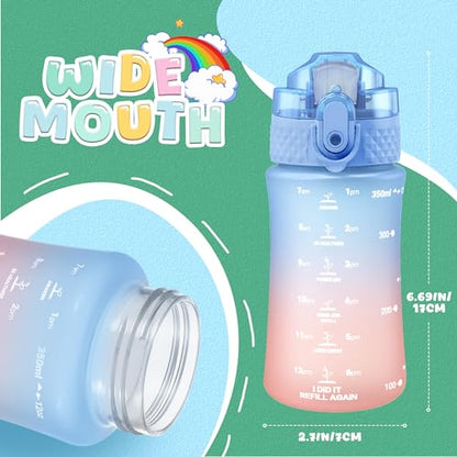 OLDLEY Kids Water Bottle for School, 12 oz (2 lids) BPA-Free Reusable Leak-proof Durable Tritan Plastic Water Bottles with Straw & Chug Lids, Anti-dust Spout Cover (Dreamland) - color: Dreamland, size: 12 Ounces