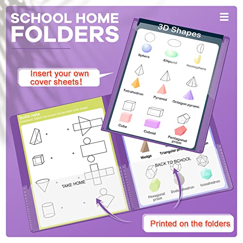 Henoyso 400 Pcs Take Home Folders 2 Inside Pockets, Parent Teacher Communication Folder for Students Homework with Clear Front Pocket Heavy Duty, School Classroom Supplies, 11.8 x 9.45 Inch (Purple) - color: Purple
