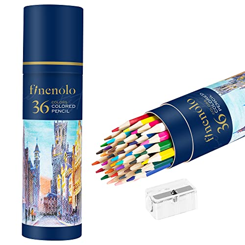 finenolo 36 Pack Colored Pencils for Adult Coloring Books, Soft Core, Art Drawing Pencils for Artists Beginners, Coloring Pencils Set with Sharpener for Coloring, Sketching, Painting - size: 1 Count (Pack of 36)