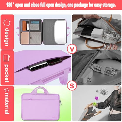 Hseok Laptop Case 13.3-14 inch Sleeve, TSA Computer Handbag Water-Resistant and Shockproof Bag Compatible with MacBook Pro/Neo 14", Mac Air/Pro 13.3" and 13"-14" Notebooks Chromebooks,Purple - color: Purple