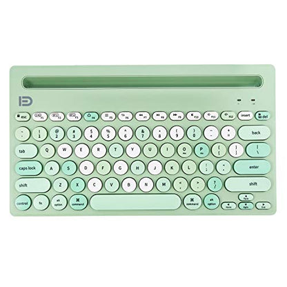 HUO JI Wireless Keyboard Multi-Device, Bluetooth and 2.4G Dual Mode for iPad, Switch to 3 Devices for Cellphone, Tablet, PC, Smart TV, MacBook iOS Android Windows, Green - color: Green