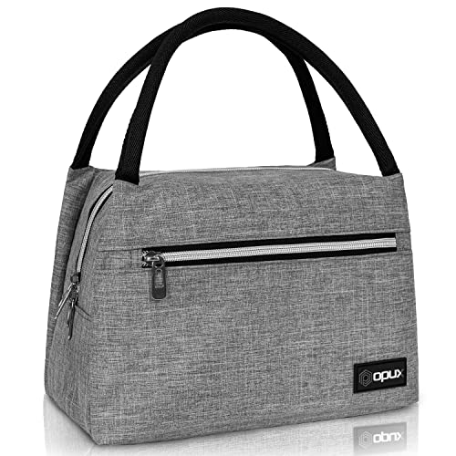 opux Lunch Bag for Women, Insulated Lunch Box Tote for Girls Work Adult School, Small Reusable Cooler Bag Lunch Container Food Tote for Travel Picnic, Fits 11 Cans, Heather Grey - color: Heather Gray