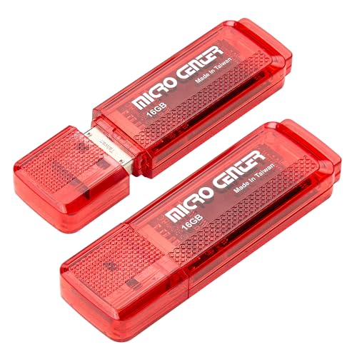 Micro Center SuperSpeed 2 Pack 16GB USB 3.0 Flash Drive Gum Size Memory Stick Thumb Drive Data Storage Jump Drive (16G 2-Pack) - color: Red - 16GB x 2