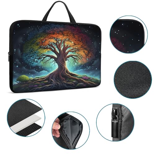 Laptop Sleeve Bag with Handle Computer Protective Soft Cover Case for 14 Inch 13 Inch Laptop,Galaxy Art Tree - color: Galaxy Art Tree