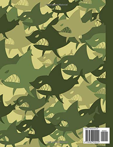 Shark Primary Composition Notebook: Handwriting Practice Paper With Dotted Mid Line And Drawing Space For Grades K-2 | Shark Draw And Write Journal For Kids | 120 Pages | 8.5 x 11 In | Camo Green